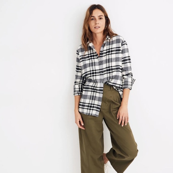Madewell Flannel Oversized Ex-Boyfriend Shirt in Romana Plaid xxs - Picture 2 of 9
